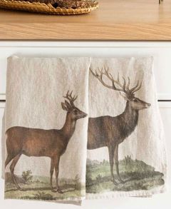 Linen Tea Towel - Deer & Roe Deer (2 Pack)
